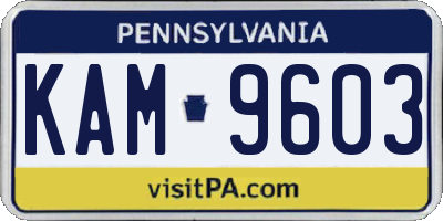 PA license plate KAM9603