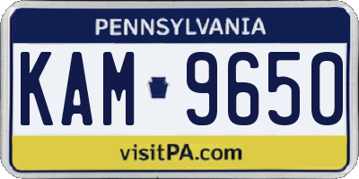 PA license plate KAM9650