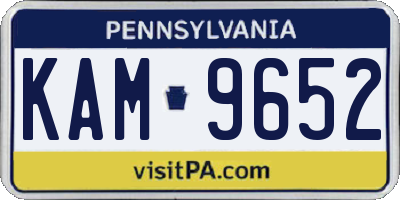 PA license plate KAM9652