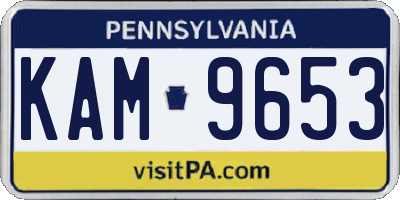 PA license plate KAM9653