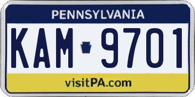 PA license plate KAM9701