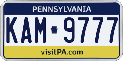 PA license plate KAM9777
