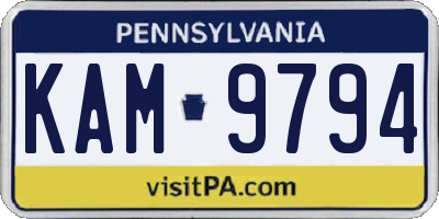 PA license plate KAM9794