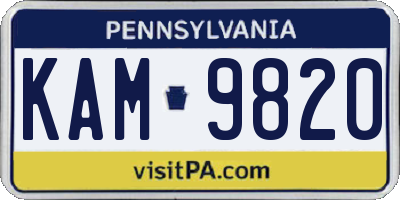 PA license plate KAM9820