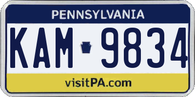 PA license plate KAM9834