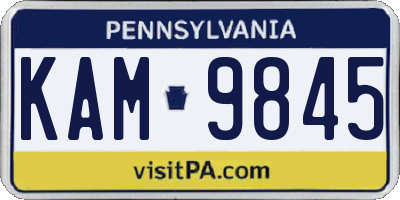PA license plate KAM9845