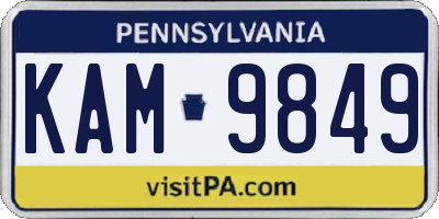 PA license plate KAM9849