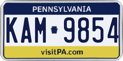 PA license plate KAM9854