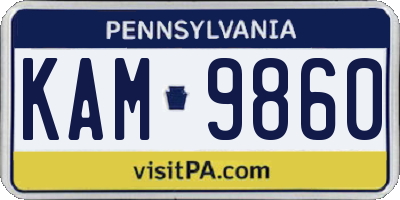 PA license plate KAM9860