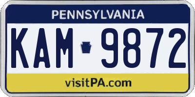 PA license plate KAM9872