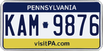 PA license plate KAM9876
