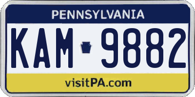 PA license plate KAM9882