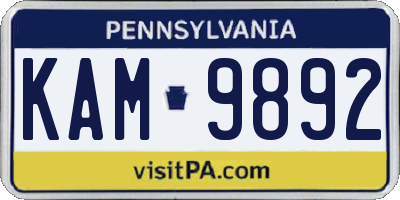 PA license plate KAM9892