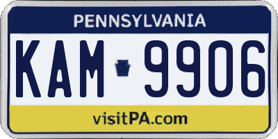 PA license plate KAM9906