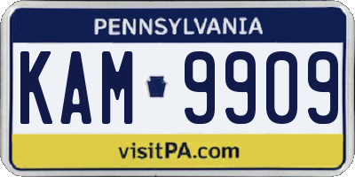 PA license plate KAM9909