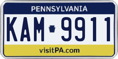 PA license plate KAM9911