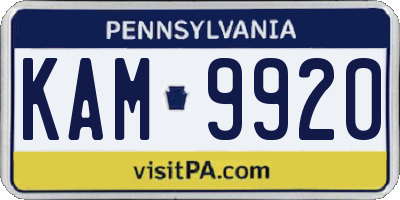 PA license plate KAM9920