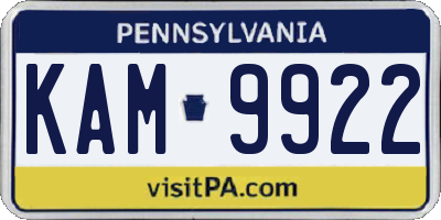 PA license plate KAM9922