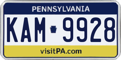 PA license plate KAM9928