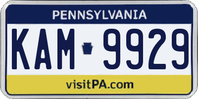 PA license plate KAM9929