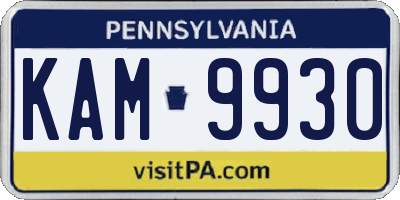 PA license plate KAM9930