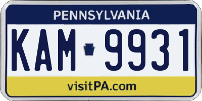 PA license plate KAM9931