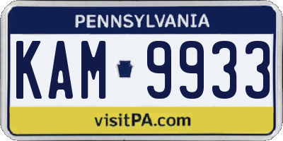 PA license plate KAM9933