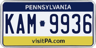 PA license plate KAM9936
