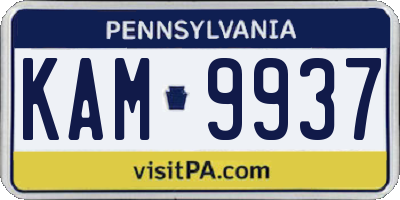PA license plate KAM9937