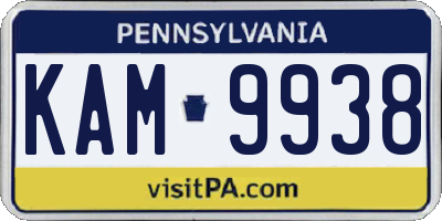 PA license plate KAM9938