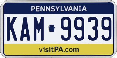 PA license plate KAM9939
