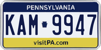 PA license plate KAM9947