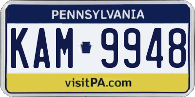 PA license plate KAM9948