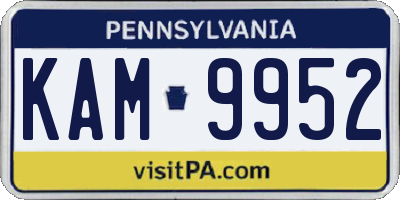 PA license plate KAM9952