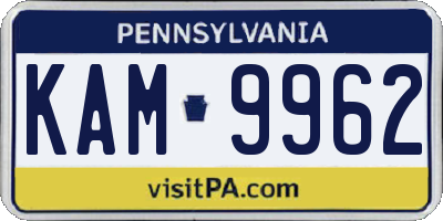 PA license plate KAM9962