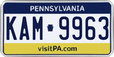 PA license plate KAM9963