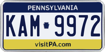 PA license plate KAM9972