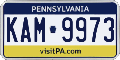 PA license plate KAM9973