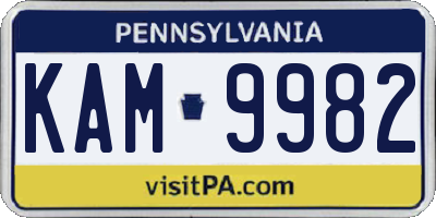 PA license plate KAM9982