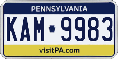 PA license plate KAM9983