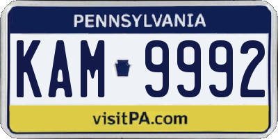 PA license plate KAM9992