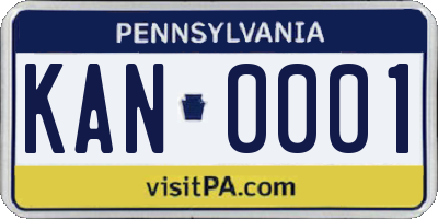 PA license plate KAN0001