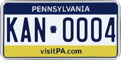 PA license plate KAN0004