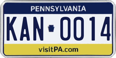 PA license plate KAN0014