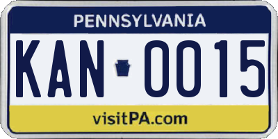 PA license plate KAN0015