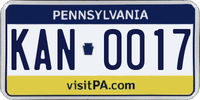 PA license plate KAN0017