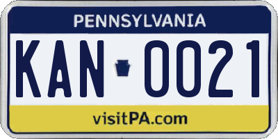 PA license plate KAN0021