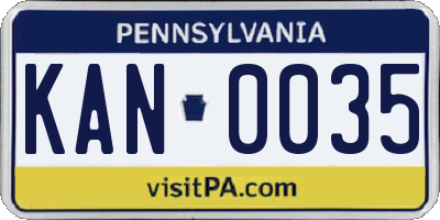 PA license plate KAN0035