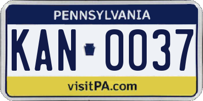 PA license plate KAN0037
