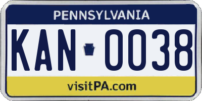 PA license plate KAN0038
